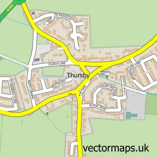 Street map sample of Thursby, Cumbria