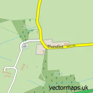 Street map sample of Thursford, Norfolk