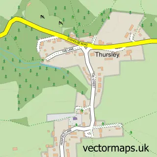 Street map sample of Thursley, Surrey