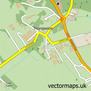 Street map sample of Thurstaston, Merseyside