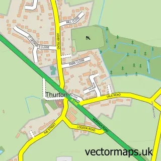Street map sample of Thurton, Norfolk