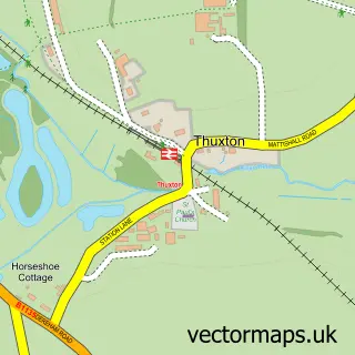 Street map sample of Thuxton, Norfolk