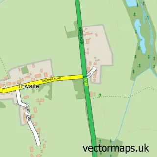 Street map sample of Thwaite, Suffolk