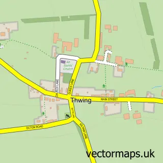 Street map sample of Thwing, East Riding of Yorkshire