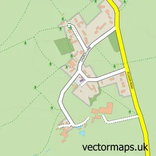 Street map sample of Tibberton, Worcestershire