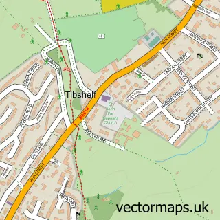 Street map sample of Tibshelf, Derbyshire