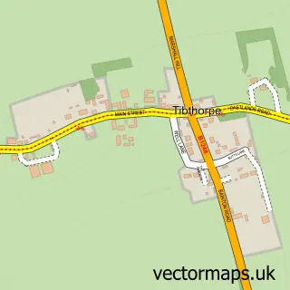 Street map sample of Tibthorpe, East Riding of Yorkshire