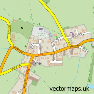 Street map sample of Ticknall, Derbyshire
