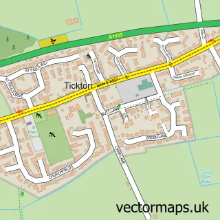 Street map sample of Tickton, East Riding of Yorkshire