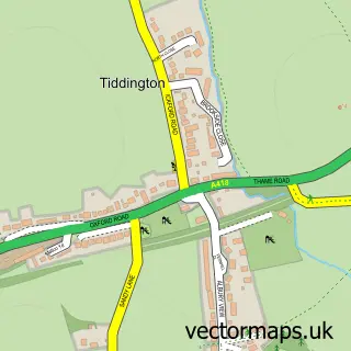 Street map sample of Tiddington, Oxfordshire