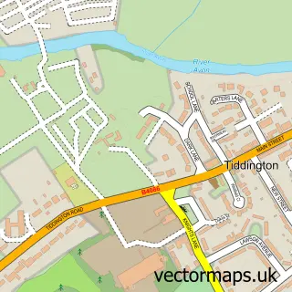 Street map sample of Tiddington, Warwickshire