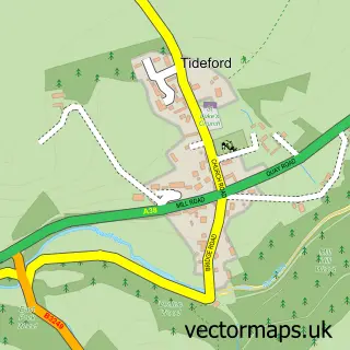 Street map sample of Tideford, Cornwall
