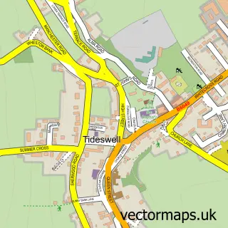 Street map sample of Tideswell, Derbyshire