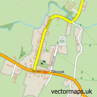 Street map sample of Tilbrook, Cambridgeshire