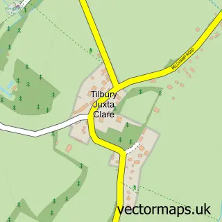 Street map sample of Tilbury juxta Clare, Essex