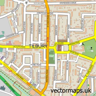 Street map sample of Tilbury, Essex