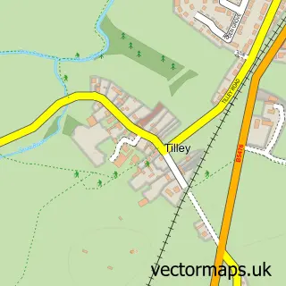 Street map sample of Tilley, Shropshire