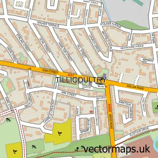 Street map sample of Tillicoultry, Clackmannan