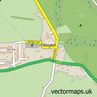 Street map sample of Tillington, West Sussex