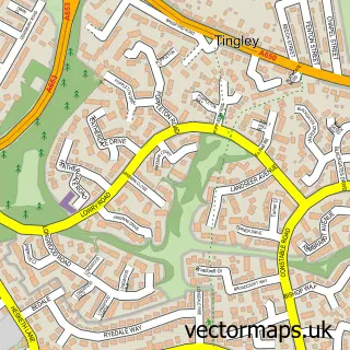 Street map sample of Tingley, West Yorkshire