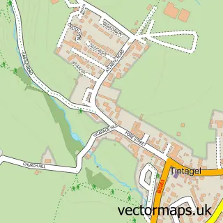 Street map sample of Tintagel, Cornwall