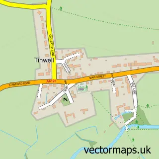 Street map sample of Tinwell, Rutland