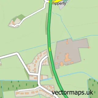 Street map sample of Tipperty, Aberdeenshire