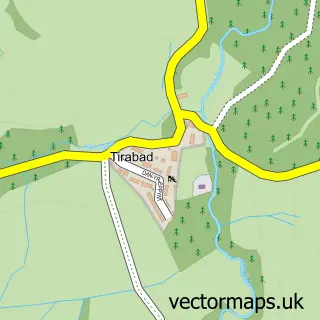 Street map sample of Tirabad, Powys