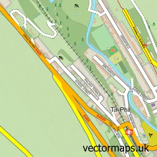 Street map sample of Tir-Phil, Gwent