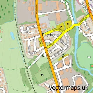 Street map sample of Tir-y-Berth, Gwent