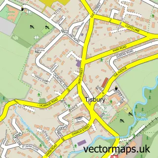 Street map sample of Tisbury, Wiltshire