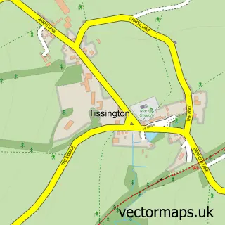 Street map sample of Tissington, Derbyshire