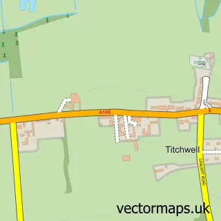Street map sample of Titchwell, Norfolk