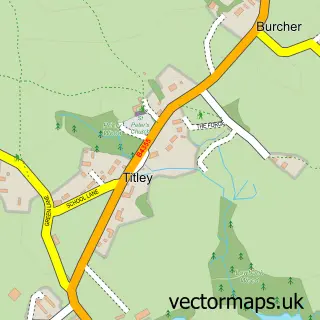 Street map sample of Titley, Herefordshire