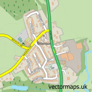 Street map sample of Tittensor, Staffordshire