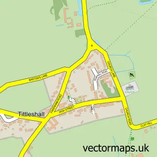 Street map sample of Tittleshall, Norfolk