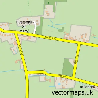 Street map sample of Tivetshall St Mary, Norfolk