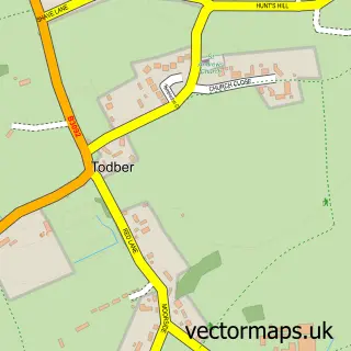 Street map sample of Todber, Dorset
