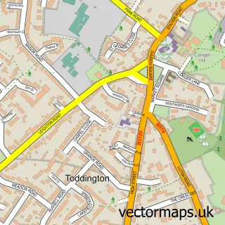 Street map sample of Toddington, Bedfordshire
