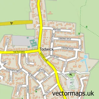 Street map sample of Todwick, South Yorkshire