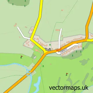 Street map sample of Toft, Lincolnshire