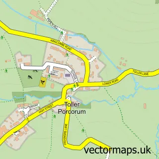 Street map sample of Toller Porcorum, Dorset