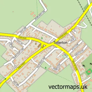 Street map sample of Tollerton, North Yorkshire