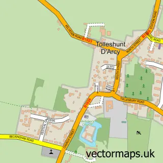 Street map sample of Tolleshunt D'Arcy, Essex
