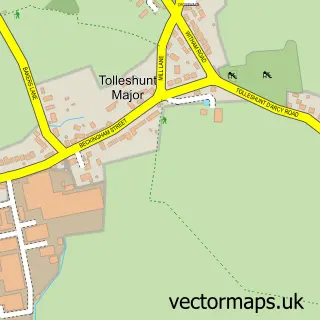 Street map sample of Tolleshunt Major, Essex