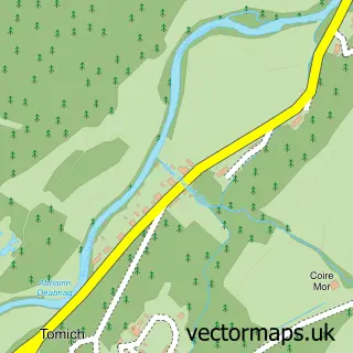 Street map sample of Tomich, Inverness