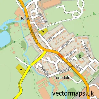 Street map sample of Tonedale, Somerset