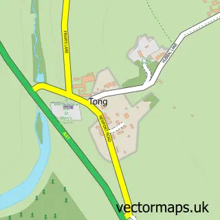 Street map sample of Tong, Shropshire