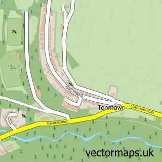Street map sample of Ton-Mawr, West Glamorgan