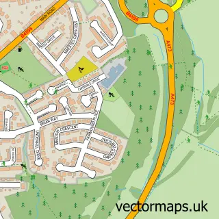 Street map sample of Tonteg, Mid Glamorgan